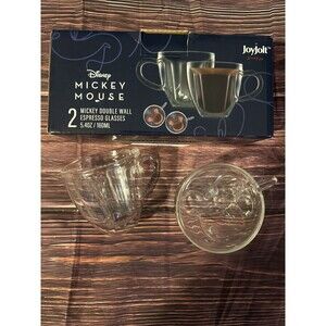 JoyJolt Disney Mickey Mouse Double Wall Espresso Cups - 5.4 oz - Set of 2